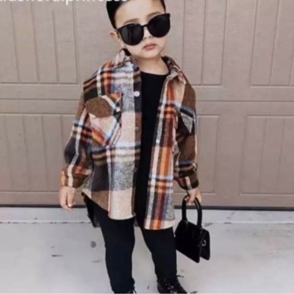 Brushed button down plaid flannel shirt unisex - Picture 4 of 5